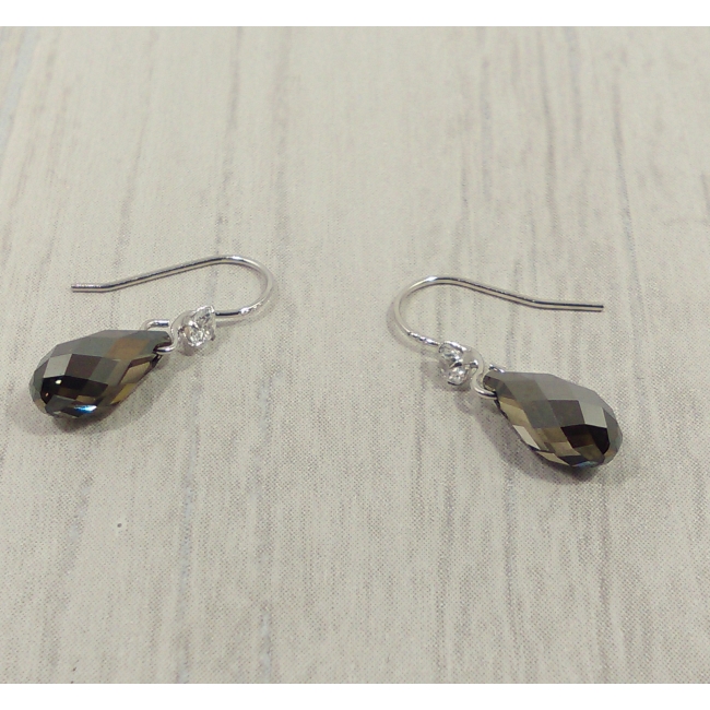 Boucles d'oreilles argent et SWAROVSKI noir