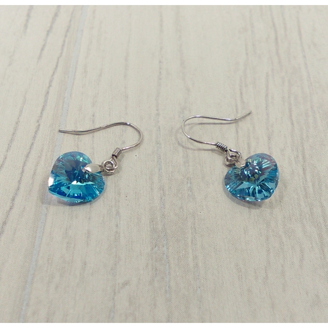 Boucles d'oreilles argent et SWAROVSKI bleu ciel