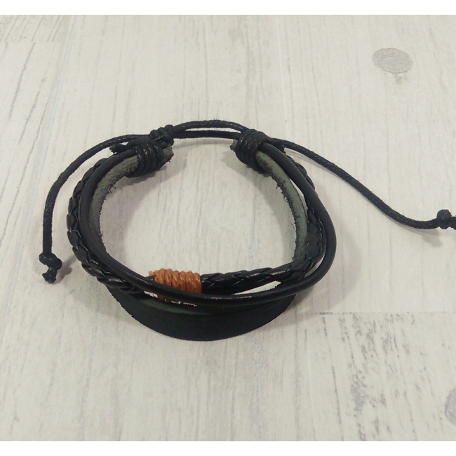 Bracelet homme cuir noir