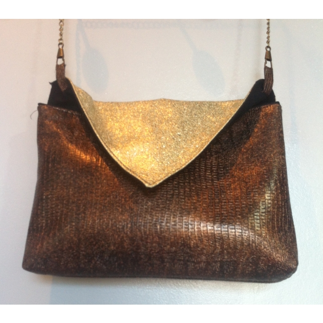 Pochette/sac marron et doré 