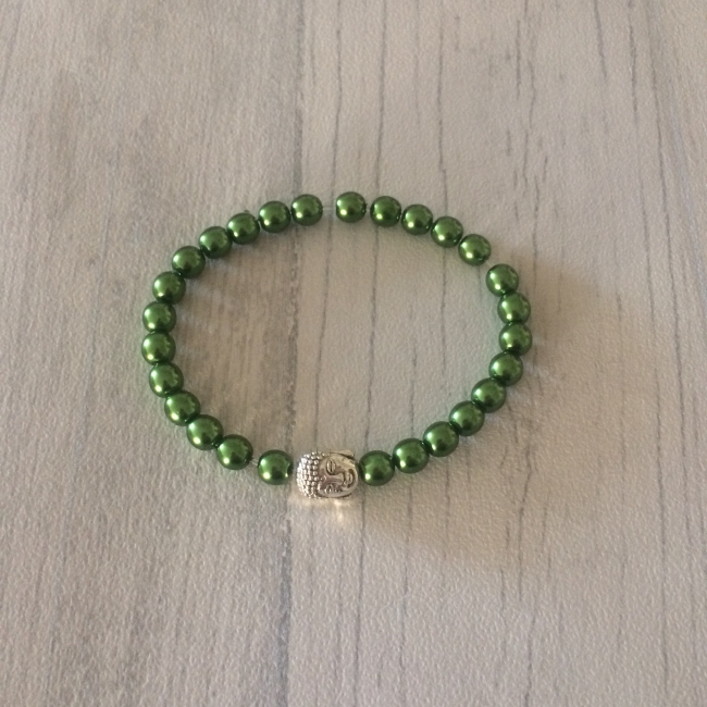 Bracelet perles vertes et boudha