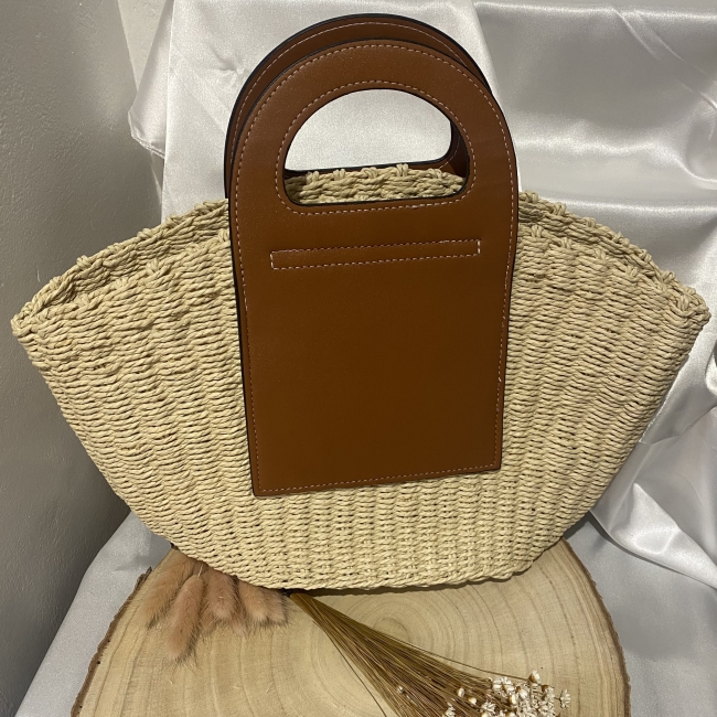 Sac en osier et cuir