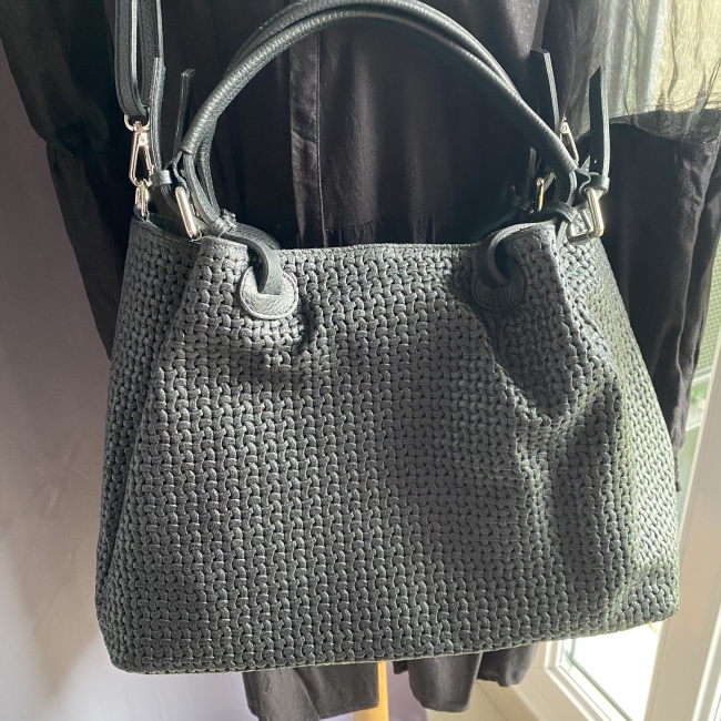 Sac en cuir tressé noir