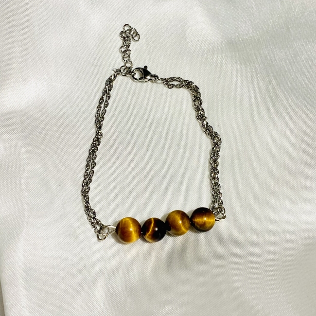 Bracelet en acier et œil de tigre