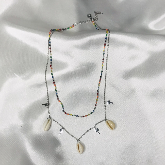 Collier argenté coquillages