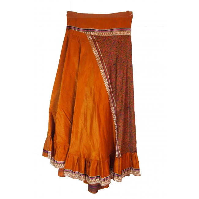 Jupe longue transformable en robe orange