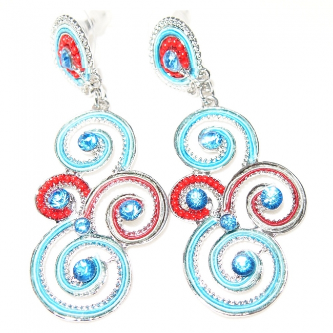 Boucles d'oreilles longues multicolores en métal et perles