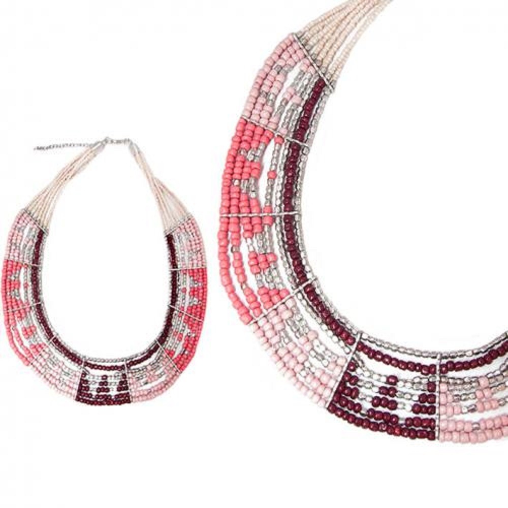 Collier Ancien Style Ethnique En Perles Et Métal - Référence N°147 - Occasion