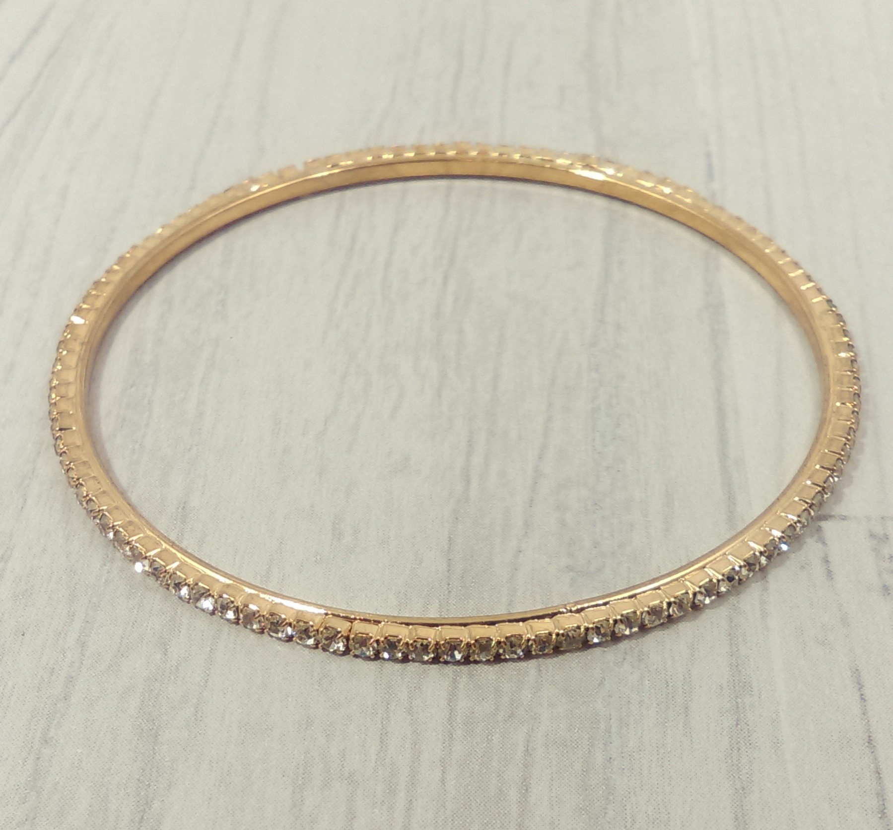 Bracelet Jonc Doré Avec Nœud En Strass - Neuf Sans Emballage, Bijou Fantaisie Brillant
