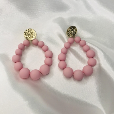 Boucles d'oreilles grosses perles roses