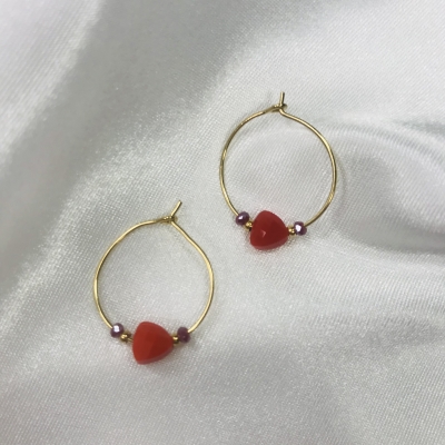Boucles d'oreilles perles rouges