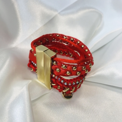 Bracelet multirangs rouge