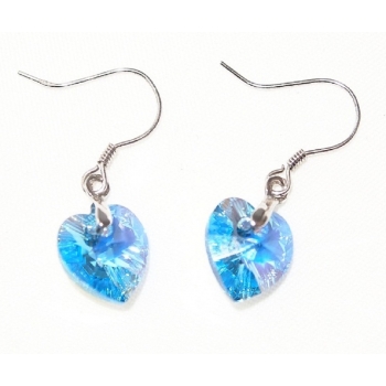 Boucles d'oreilles argent et SWAROVSKI bleu ciel