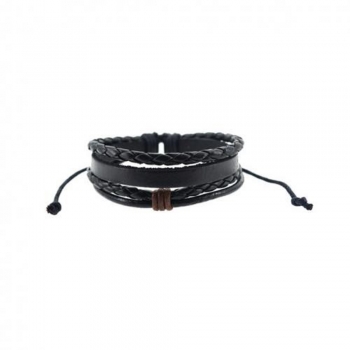 Bracelet homme cuir noir