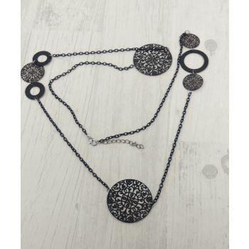 Collier sautoir noir filigrane