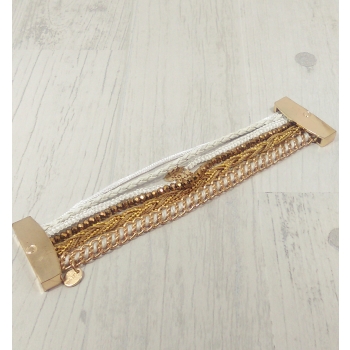 Bracelet multirangs doré et blanc