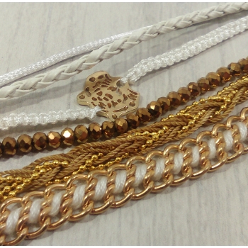 Bracelet multirangs doré et blanc