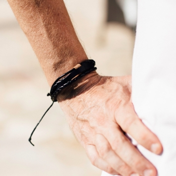 Bracelet homme cuir noir