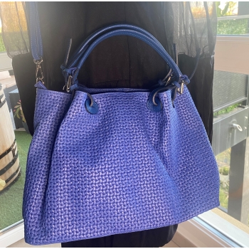 Sac en cuir tressé bleu