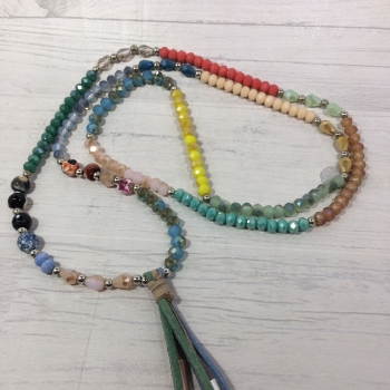 Collier sautoir perles, pierres