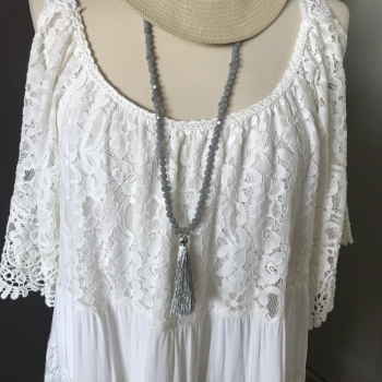 Collier sautoir gris