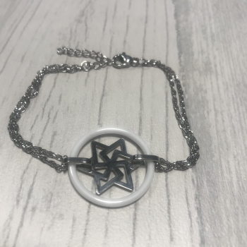 Bracelet en acier et étoile céramique blanc