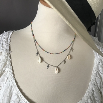 Collier argenté coquillages