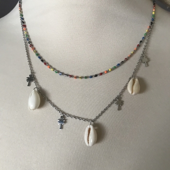 Collier argenté coquillages
