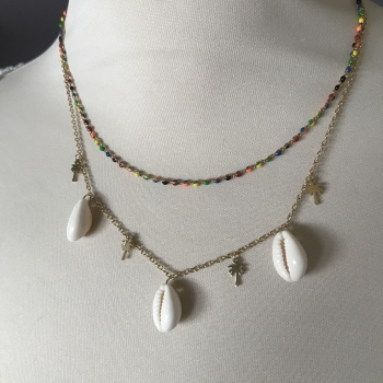 Collier doré coquillages