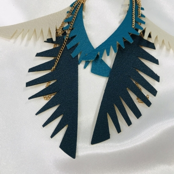 Boucles d'oreilles dorées, feuilles simili cuir