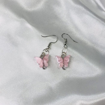 Boucles d'oreilles papillons roses