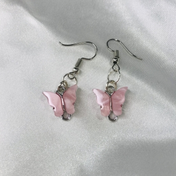 Boucles d'oreilles papillons roses