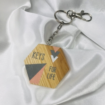Porte-clés hexagonal bois