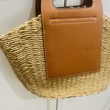 Sac en osier et cuir