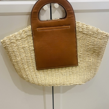 Sac en osier et cuir