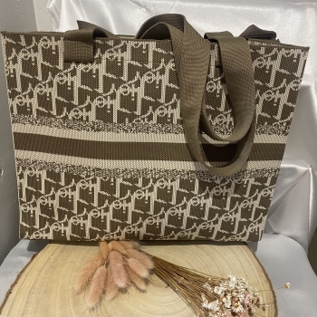 Sac cabas beige et blanc