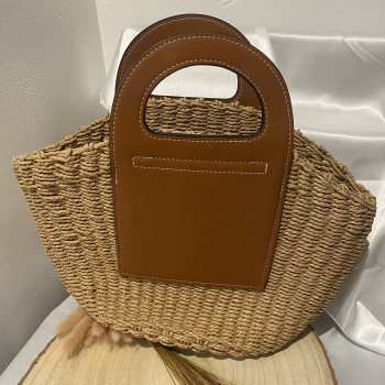 Sac en osier et cuir