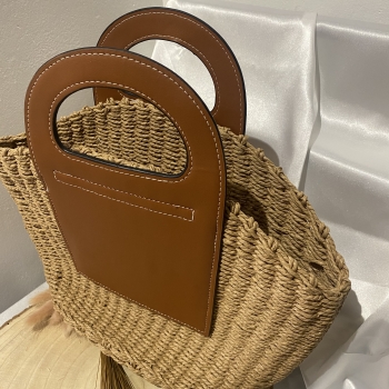 Sac en osier et cuir