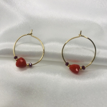 Boucles d'oreilles perles rouges