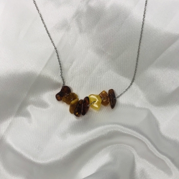 Collier en argent et ambre