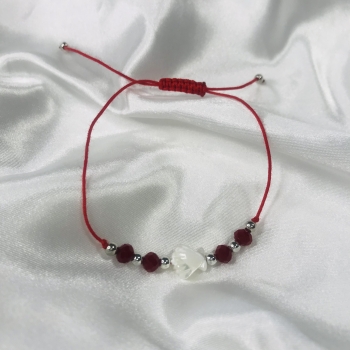 Bracelet rouge coquillage blanc