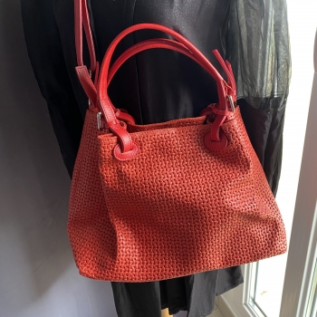 Sac en cuir tressé rouge