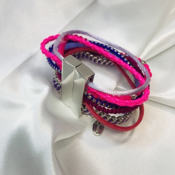Bracelet multirangs rose et violet