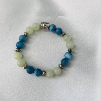 Bracelet en jade verte et apatite bleue