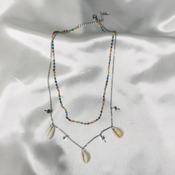 Collier argenté coquillages