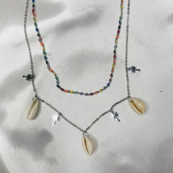 Collier argenté coquillages