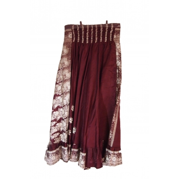 Jupe longue transformable en robe bordeaux et dorée