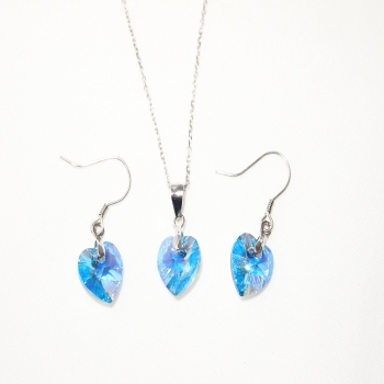 Boucles d'oreilles argent et SWAROVSKI bleu ciel